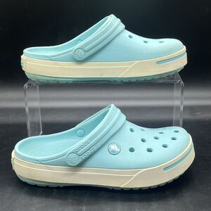 Crocs classic blue white mens 4 womens 6 slip on casual comfort